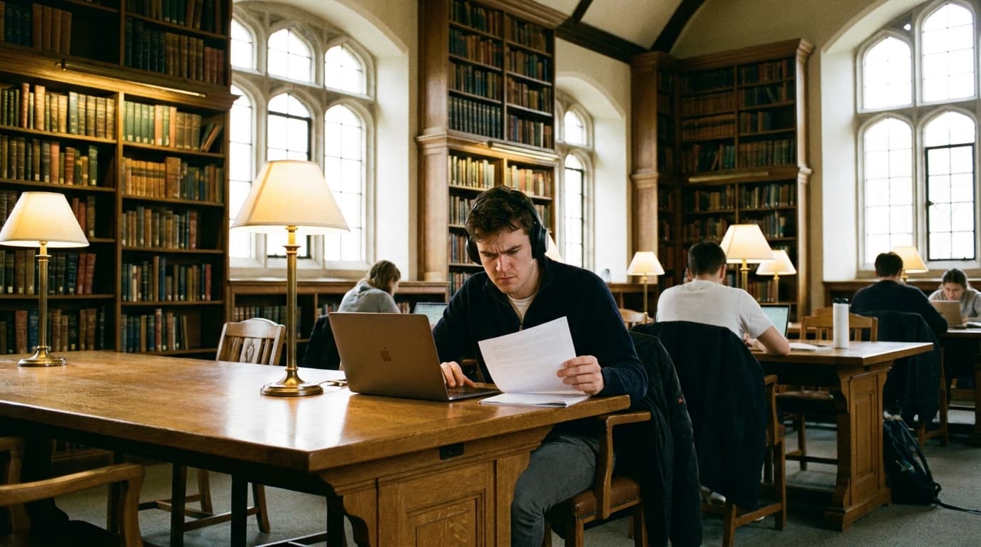 Student reviewing a humanized essay draft before Turnitin AI detection submission